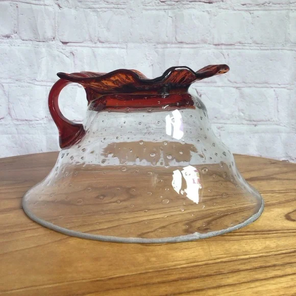 Vintage Elegant Red Leaf Glass Decor Accent Bowl - Picture 8 of 10